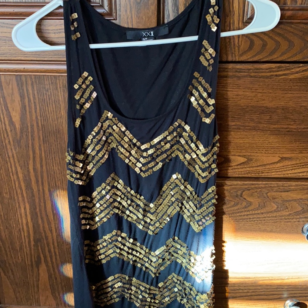 Black with Gold Sequence Tank Top XXI